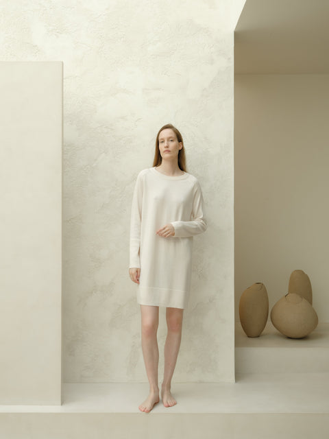 Extra Fine Merino Wool Crewneck Midi Dress - Lèmme
