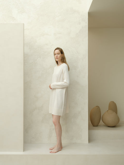 Extra Fine Merino Wool Crewneck Midi Dress - Lèmme