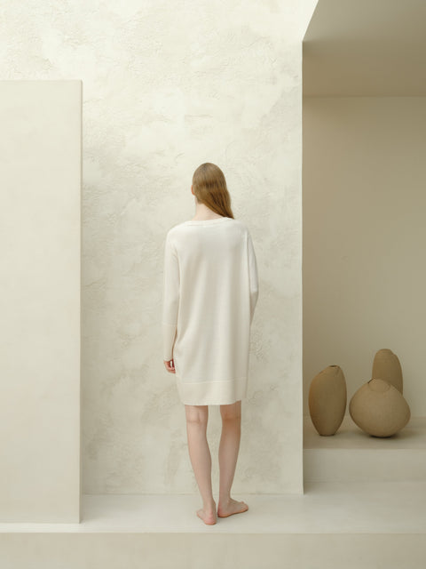 Extra Fine Merino Wool Crewneck Midi Dress - Lèmme
