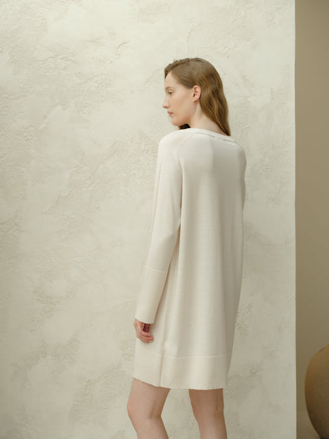 Extra Fine Merino Wool Crewneck Midi Dress - Lèmme