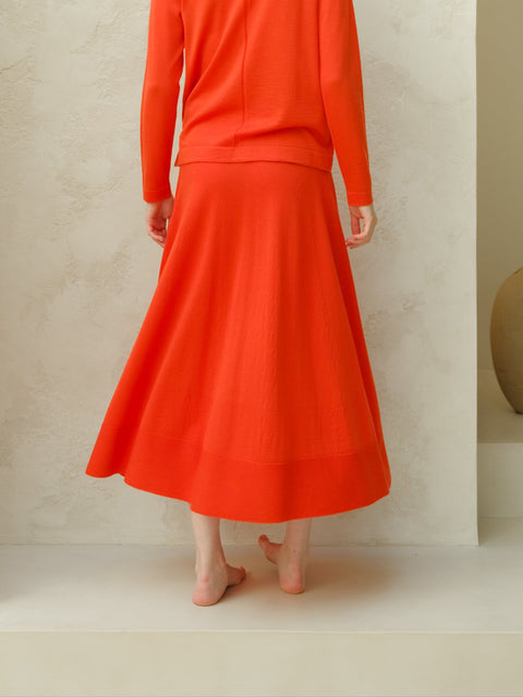 Extra Fine Merino Wool A-Line Skirt (3D-Knit) - Lèmme