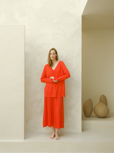 Extra Fine Merino V Neck Maxi Sweater - Lèmme