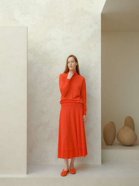 Extra Fine Merino Wool A-Line Skirt (3D-Knit) - Lèmme