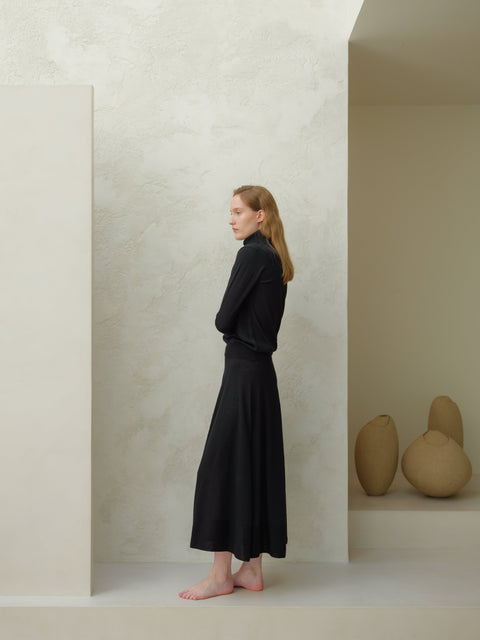 Extra Fine Merino Wool A-Line Skirt (3D-Knit) - Lèmme
