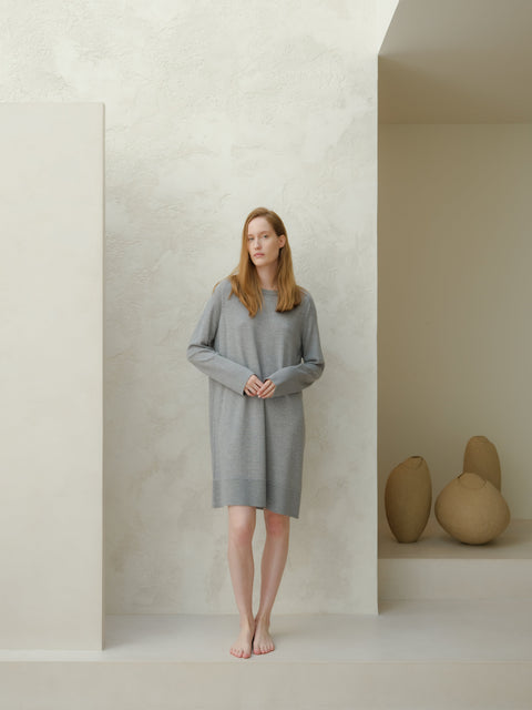 Extra Fine Merino Wool Crewneck Midi Dress - Lèmme