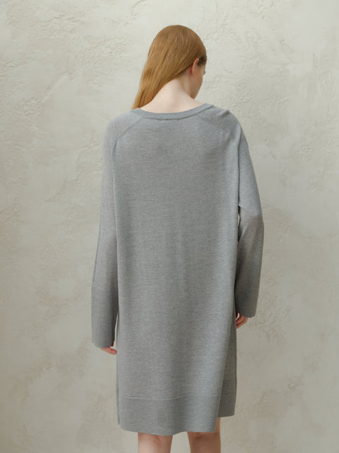 Extra Fine Merino Wool Crewneck Midi Dress - Lèmme