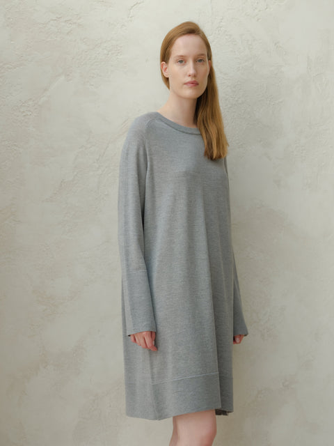 Extra Fine Merino Wool Crewneck Midi Dress - Lèmme