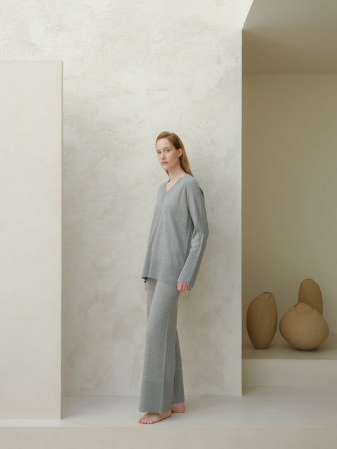 Extra Fine Merino V Neck Maxi Sweater - Lèmme