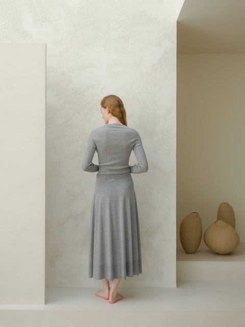 Extra Fine Merino Wool A-Line Skirt (3D-Knit) - Lèmme