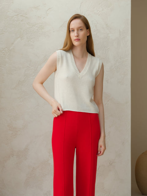 Cashmere Mix Sleeveless V-neck Top - Lèmme