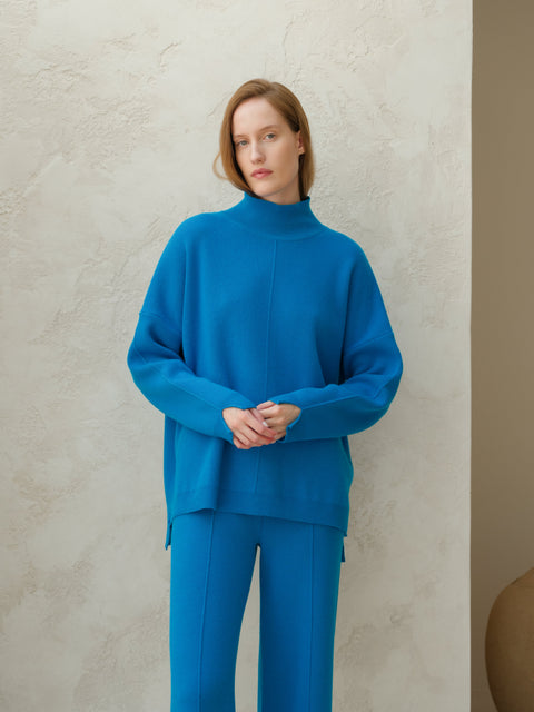 Cashmere Mix Solid Maxi Turtleneck Sweater - Lèmme