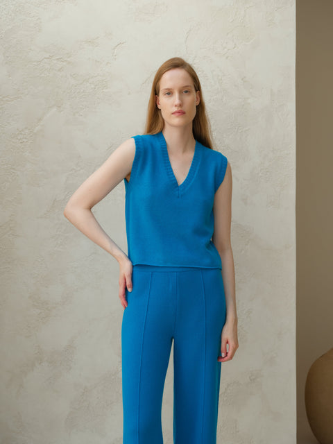 Cashmere Mix Sleeveless V-neck Top - Lèmme