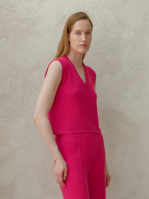 Cashmere Mix Sleeveless V-neck Top - Lèmme