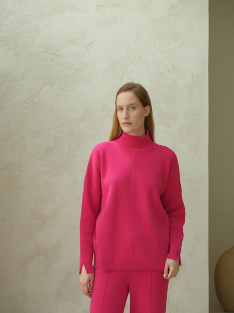 Cashmere Mix Solid Maxi Turtleneck Sweater - Lèmme