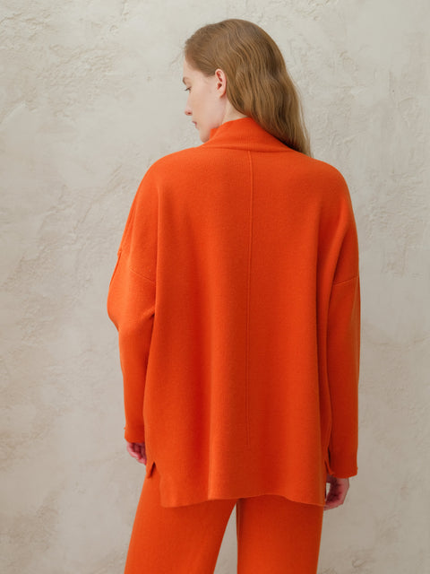 Cashmere Mix Solid Maxi Turtleneck Sweater - Lèmme