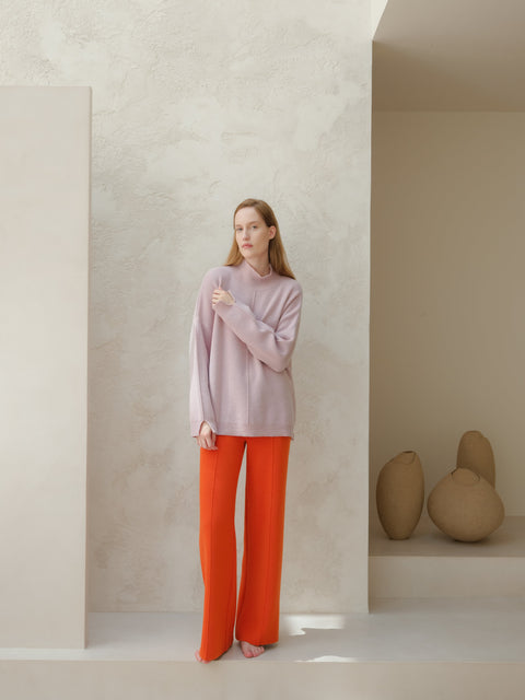Cashmere Mix Solid Maxi Turtleneck Sweater - Lèmme