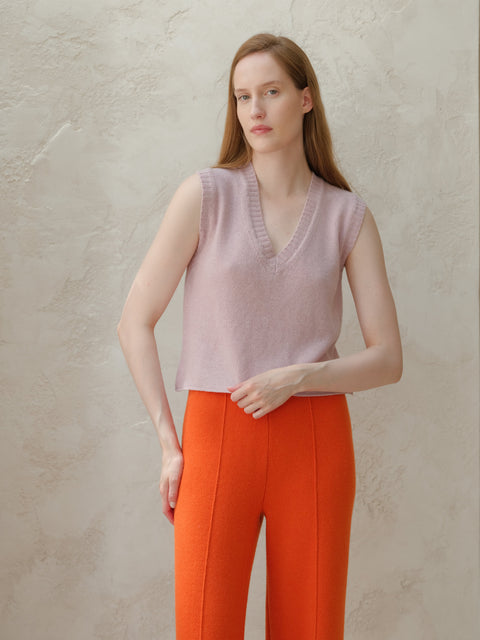 Cashmere Mix Sleeveless V-neck Top - Lèmme
