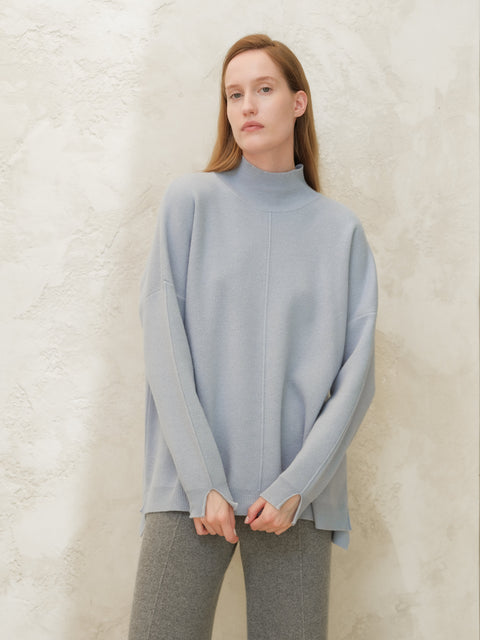 Cashmere Mix Solid Maxi Turtleneck Sweater - Lèmme
