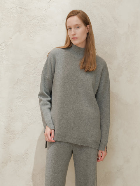 Cashmere Mix Solid Maxi Turtleneck Sweater - Lèmme