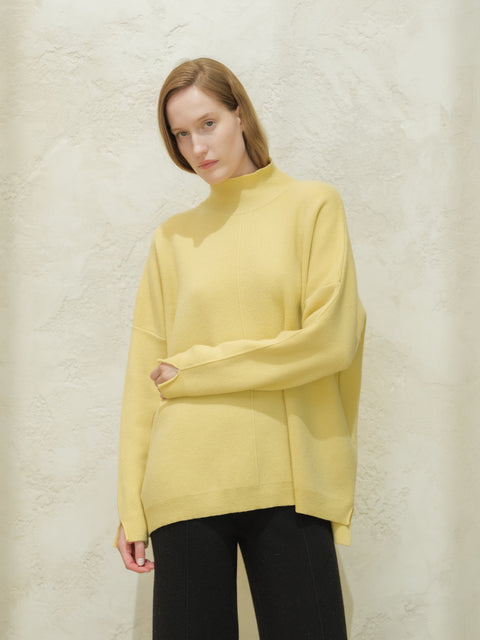 Cashmere Mix Solid Maxi Turtleneck Sweater - Lèmme
