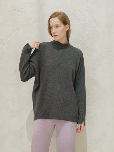 Cashmere Mix Solid Maxi Turtleneck Sweater - Lèmme