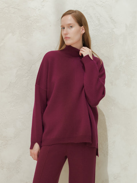 Cashmere Mix Solid Maxi Turtleneck Sweater - Lèmme