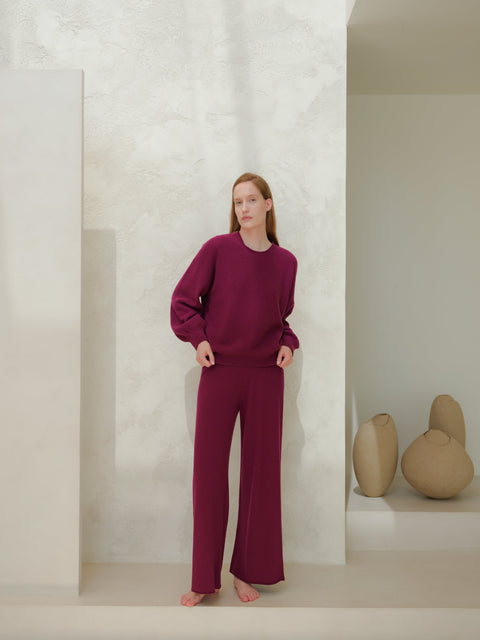Cashmere Mix Wide Legged Light Pants (3D-Knit) - Lèmme