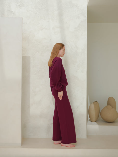 Cashmere Mix Wide Legged Light Pants (3D-Knit) - Lèmme