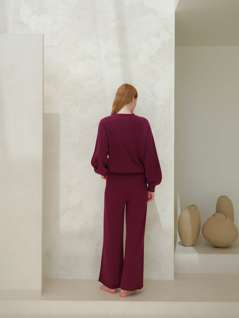 Cashmere Mix Wide Legged Light Pants (3D-Knit) - Lèmme