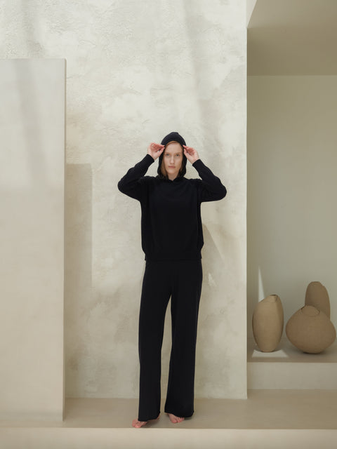 Cashmere Mix Wide Legged Light Pants (3D-Knit) - Lèmme