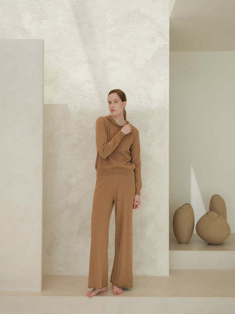 Cashmere Mix Wide Legged Light Pants (3D-Knit) - Lèmme