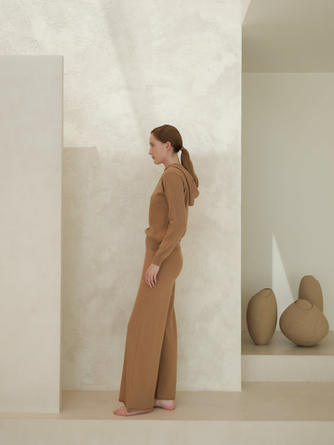 Cashmere Mix Wide Legged Light Pants (3D-Knit) - Lèmme
