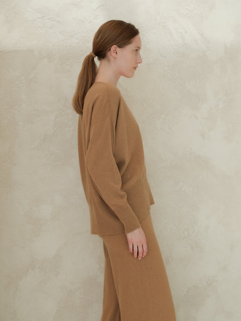 Cashmere Mix Maxi V-Neck Sweater - Lèmme