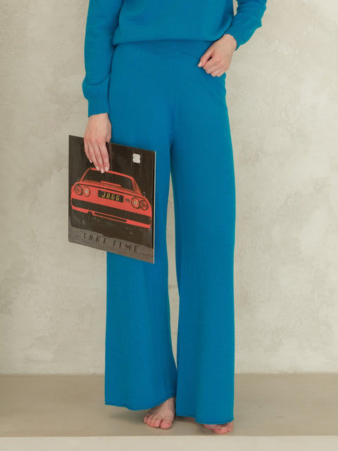 Cashmere Mix Wide Legged Light Pants (3D-Knit) - Lèmme