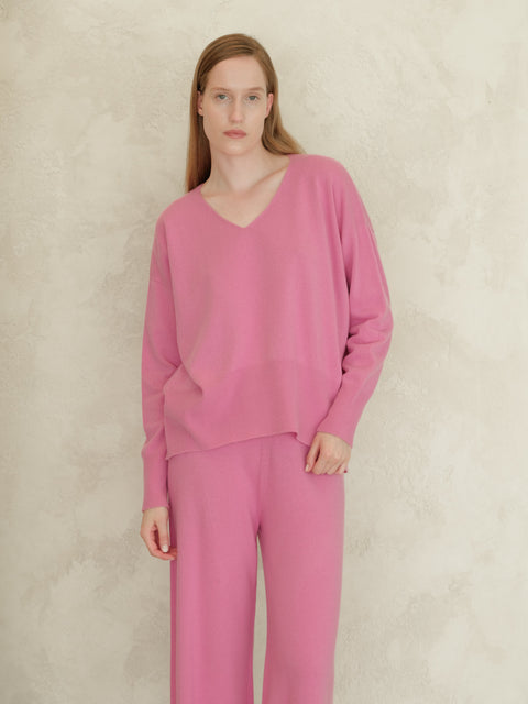 Cashmere Mix Maxi V-Neck Sweater - Lèmme