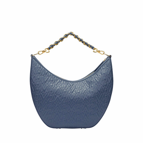 Blue Soft Leather Shopping Bag