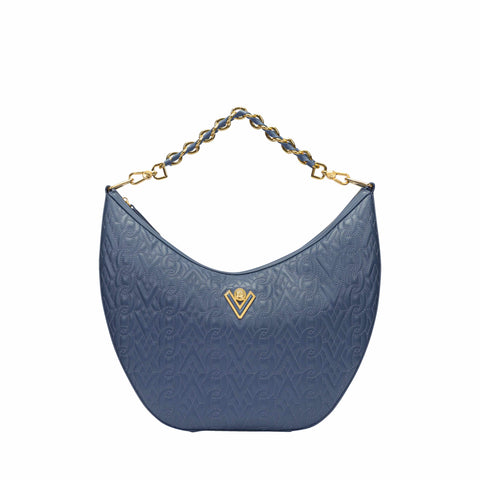 Blue Soft Leather Shopping Bag