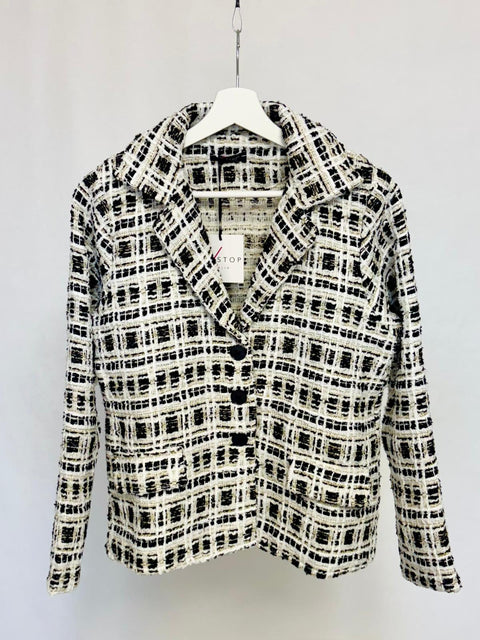 Blazer in tessuto bouclé a quadri SixStop
