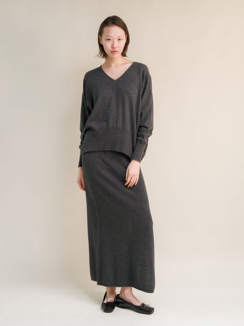 Cashmere Mix Maxi V-Neck Sweater - Lèmme