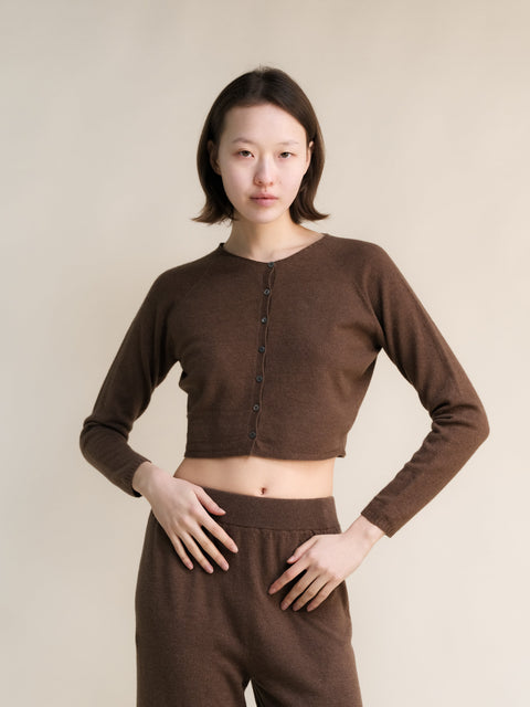 Cashmere Mix Cropped Cardigan (3D-Knit) - Lèmme
