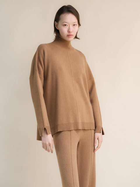 Cashmere Mix Solid Maxi Turtleneck Sweater - Lèmme