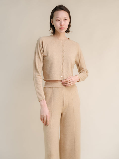 Cashmere Mix Cropped Cardigan (3D-Knit) - Lèmme