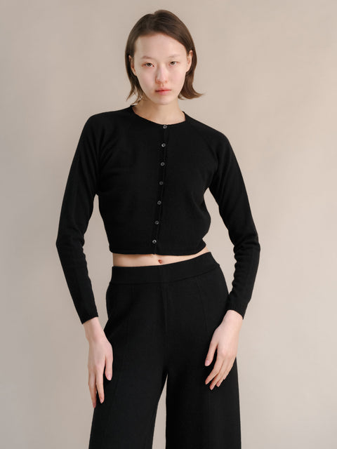 Cashmere Mix Cropped Cardigan (3D-Knit) - Lèmme