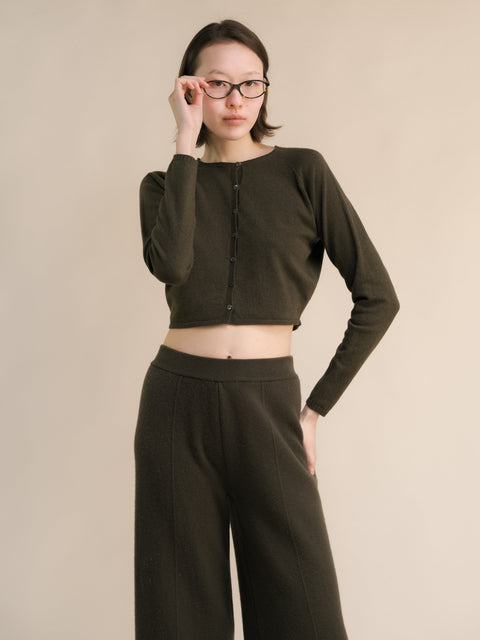 Cashmere Mix Cropped Cardigan (3D-Knit) - Lèmme