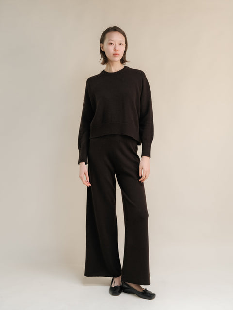 Cashmere Mix Wide Legged Light Pants (3D-Knit) - Lèmme