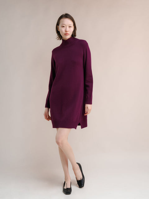 Cashmere Mix High Neck Midi Dress - Lèmme