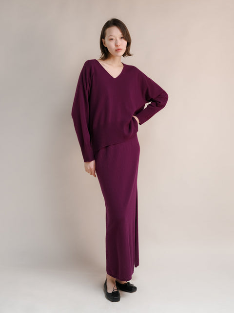 Cashmere Mix Maxi V-Neck Sweater - Lèmme