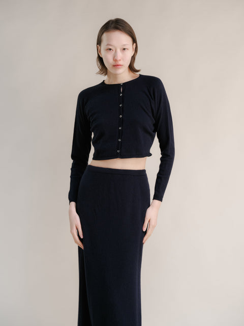 Cashmere Mix Cropped Cardigan (3D-Knit) - Lèmme