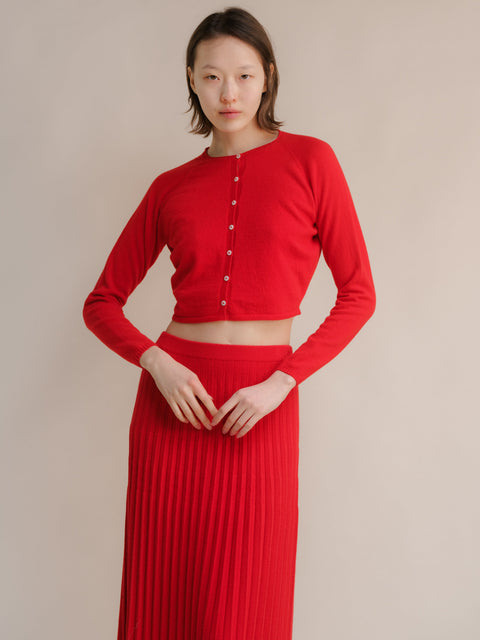 Cashmere Mix Cropped Cardigan (3D-Knit) - Lèmme