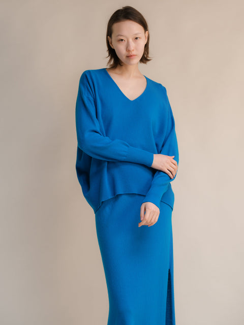 Cashmere Mix Maxi V-Neck Sweater - Lèmme